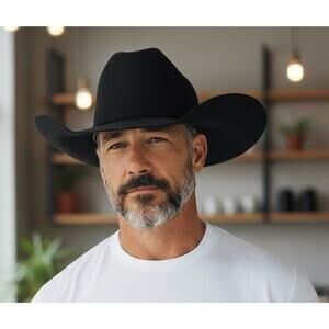 VTG MHT Western Cowboy Hat 3X XXX Beaver Fur Felt Black Sz 59 Size 7 3/8